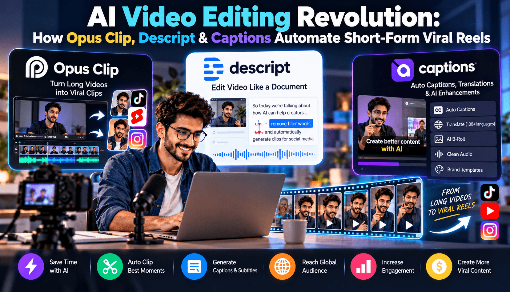 AI Video Editing Revolution: How Opus Clip, Descript & Captions Automate Short-Form Viral Reels