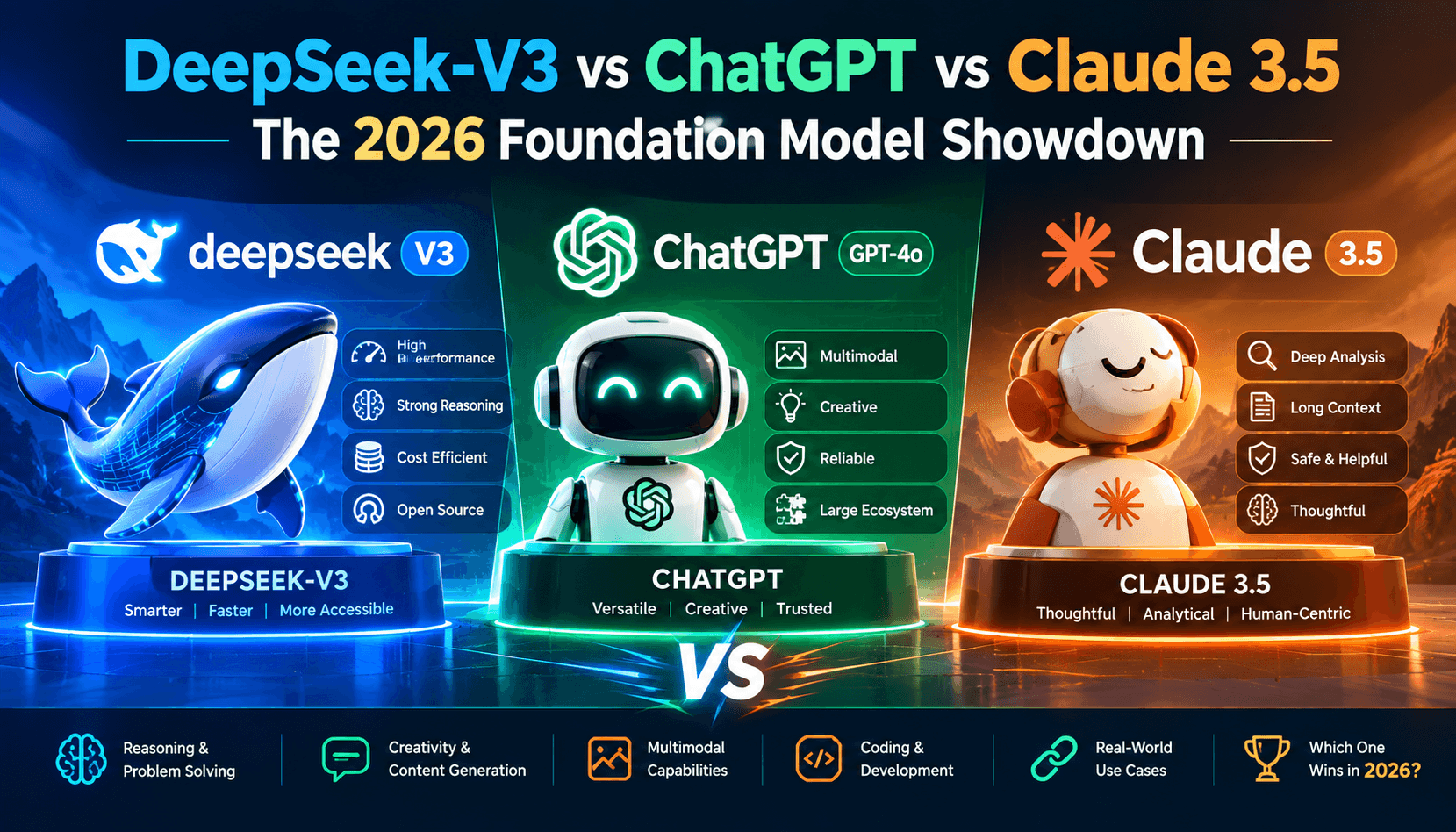DeepSeek-V3 vs ChatGPT vs Claude 3.5: The 2026 Foundation Model Showdown